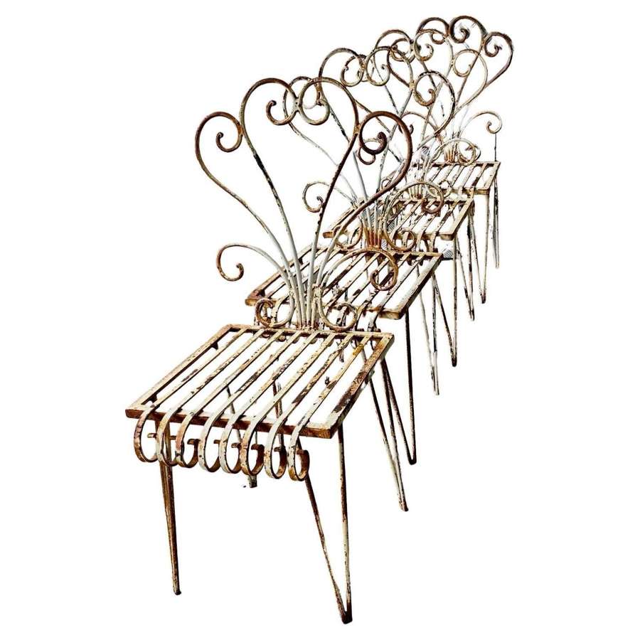 Set of 4 White Mid-Century Metal Garden Chairs, Italy circa 1950's