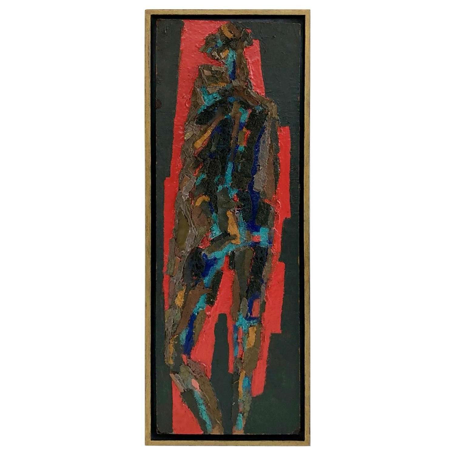 Standing Figure, Mid-Century Painting and Collage, A.C. Telepneff