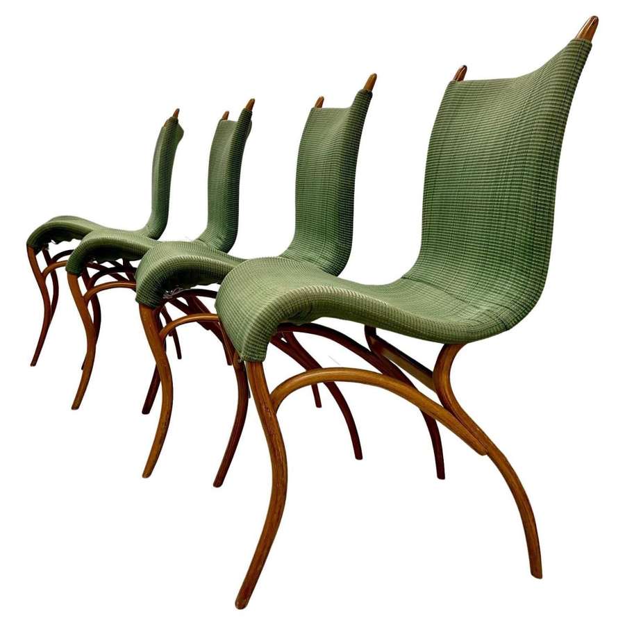 Set of 4 Vintage Bentwood Upholstered Dining Chairs, circa 1970's