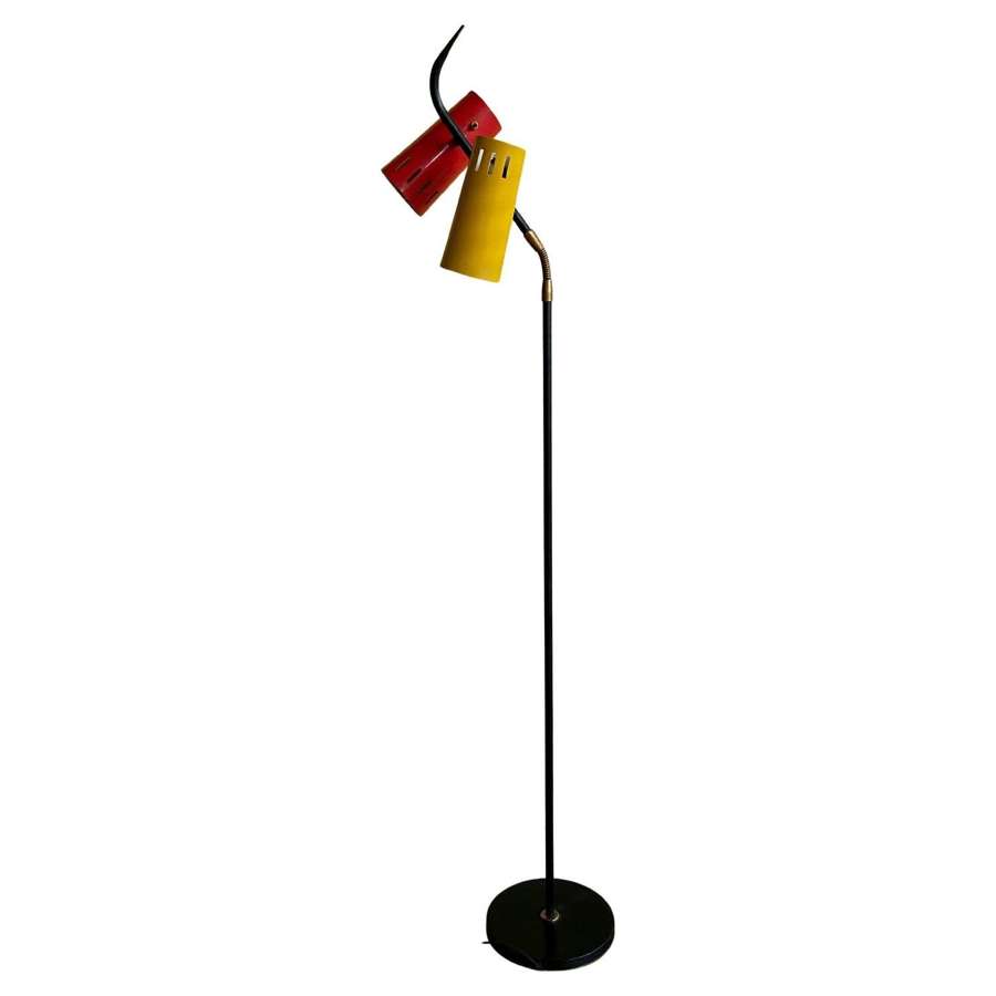 Small Midcentury Italian Stilux Floor Lamp, coloured Flexible Shades