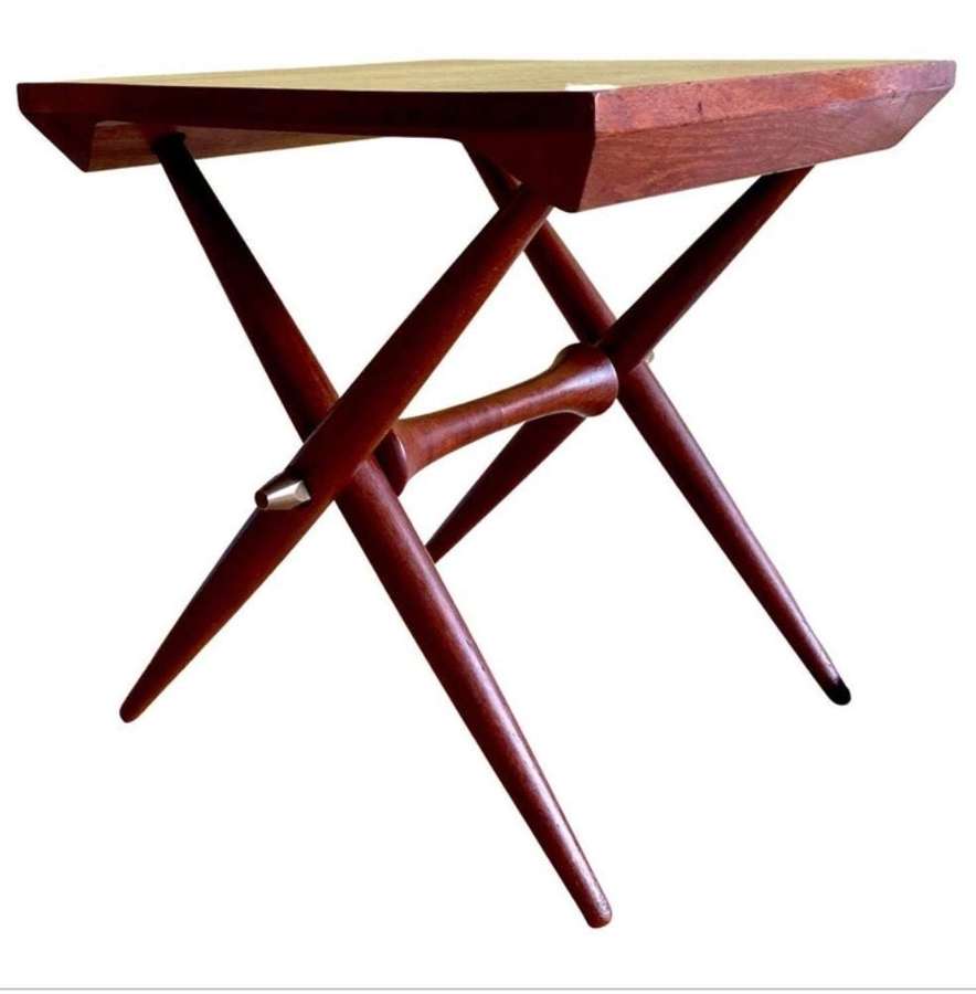 Small mid century Jens Quistgaard folding side table, Denmark 1960's