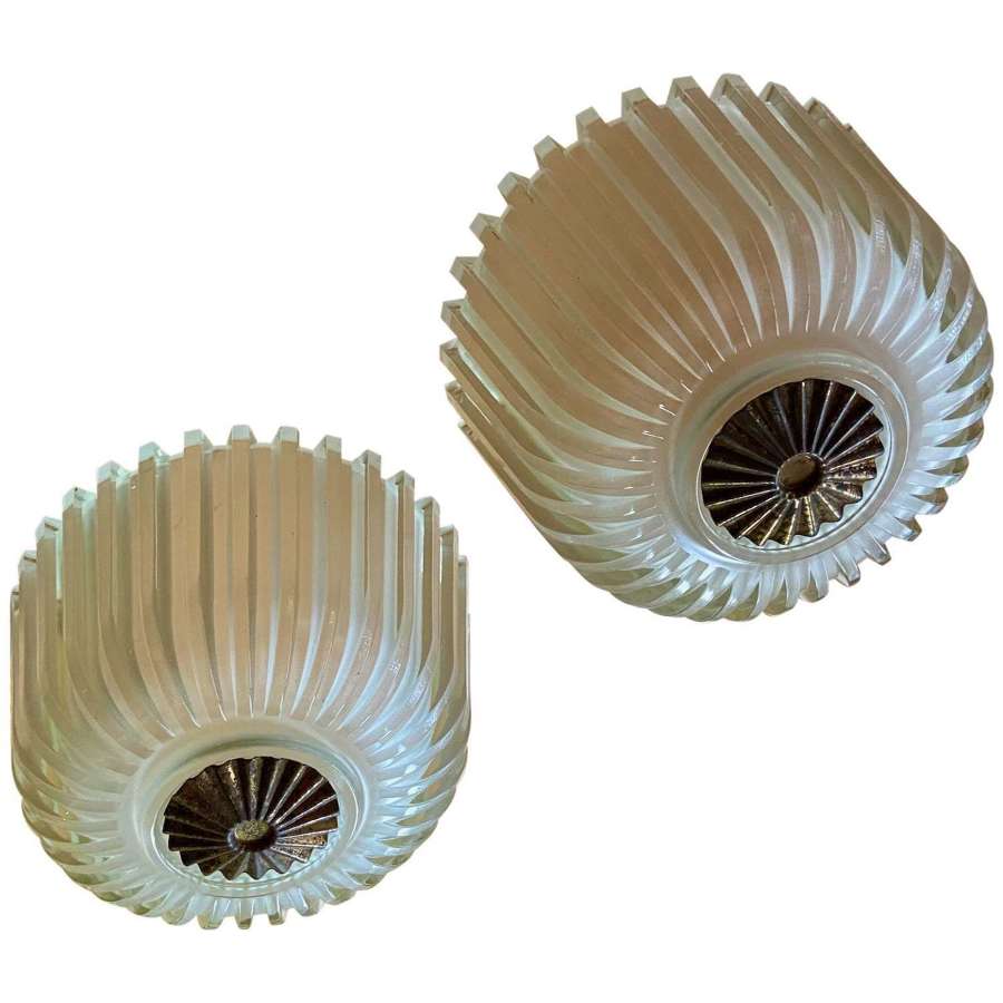 A pair of 1940's Murano glass plafonnieres, flush mounted lights