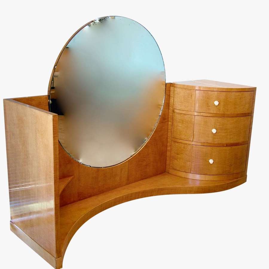 A sycamore Betty Joel Art Deco dressing table, signed and dated