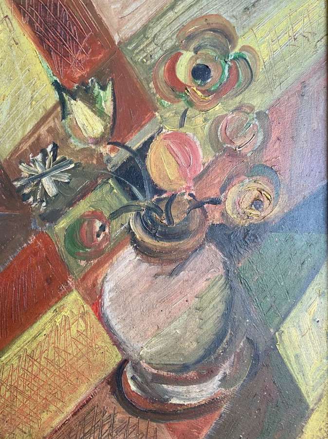 Elisabeth Ronget (1893-1972), cubist oil on board, 1930's, France