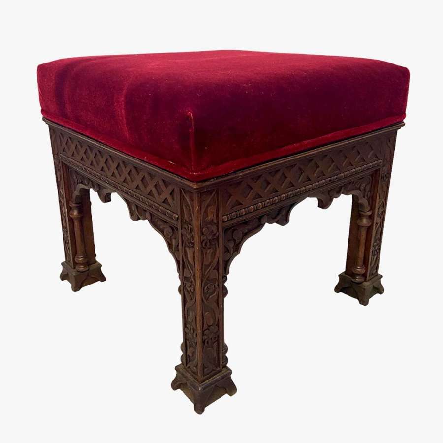 Victorian / arts and crafts Moorish style stool, possibly Liberty